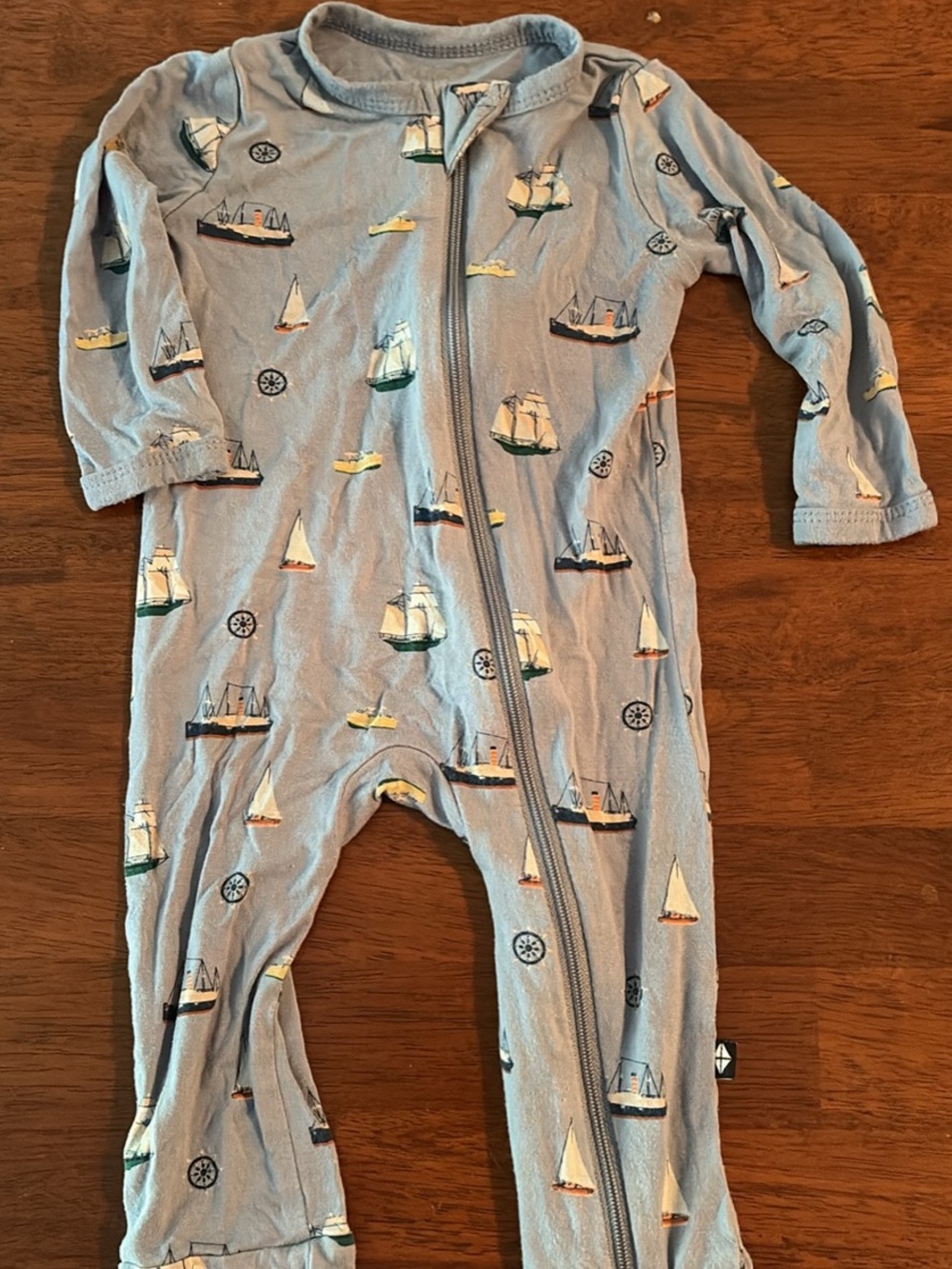 Blue Sailboat Print Kyte Baby Footless 3-6 Month Bamboo Zip Sleepwear